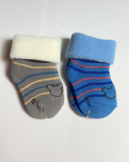 Set of 2 Baby Socks | Standard Size 0-1 Year | Blue | Grey | Imported