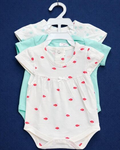 3pc Romper set White|Green