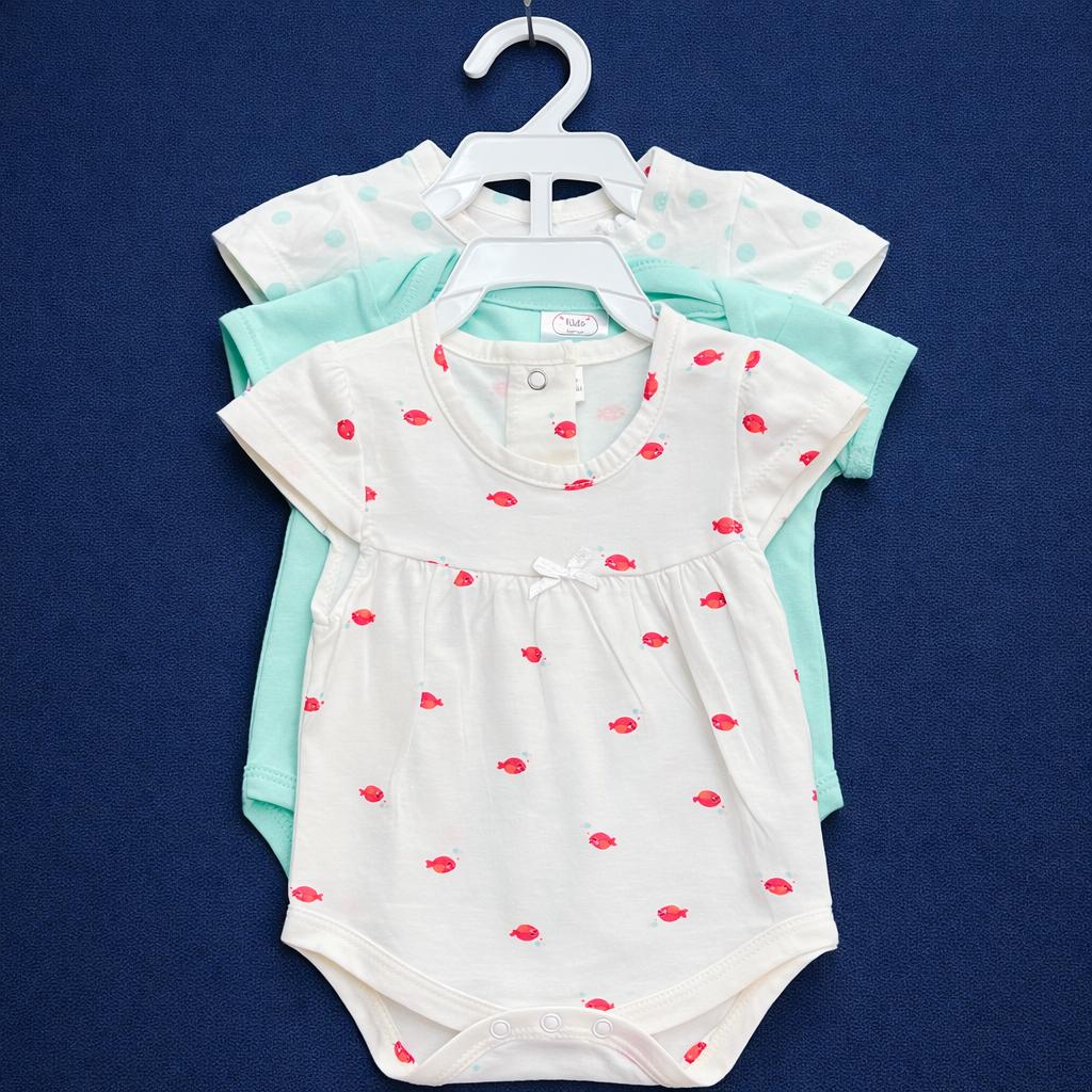 3pc Romper set White|Green