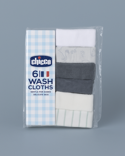 Wash Cloth Set of 6 for Infant Baby |Black Grey White