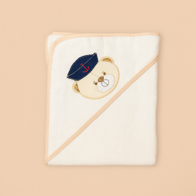 Baby Towel with Hood - Beige White | Imported