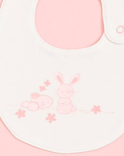 Bib for Baby | Cute Bunny White Pink | Imported