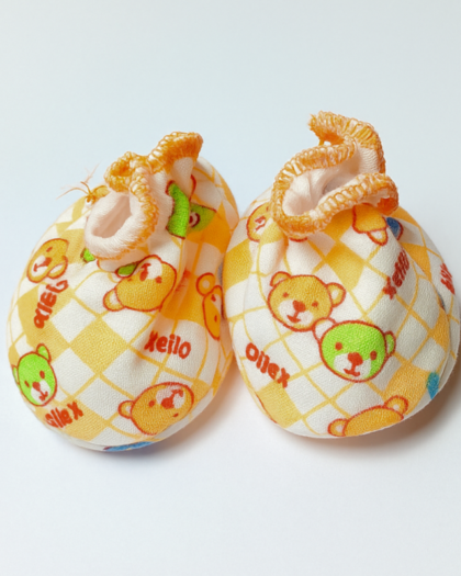 Set of 2 Booties for Baby Boys| Baby Girls | Blue and Orange Bear