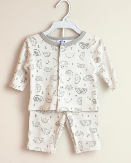 Baby Boy / Girl Lemon Trouser Shirt New Born to 6 Months | White Grey