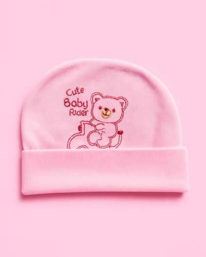 Baby Cap Cute Baby Rider Pink | New Born Baby Cap