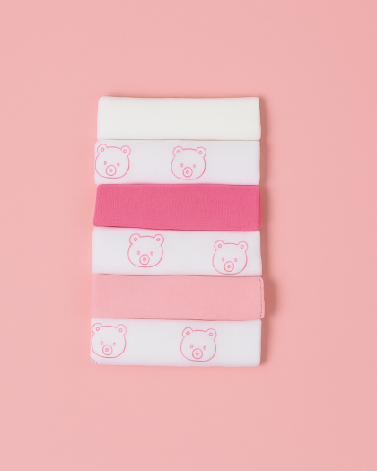 Wash Cloth Set of 6 for Infant Baby | Pink
