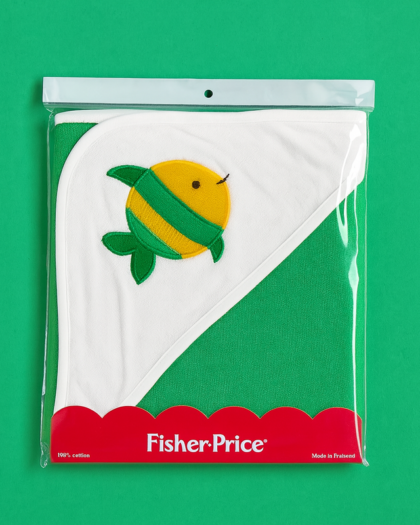 Hooded Bath Towel for Baby | New Born Baby Towel |Green Yellow Fish | Imported