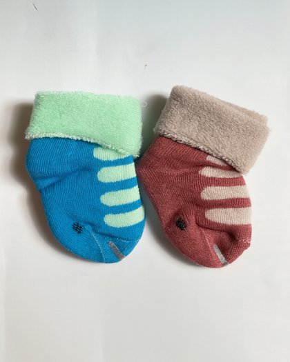 Set of 2 Baby Socks | Standard Size 0-1 Year | Maroon | Blue | Imported