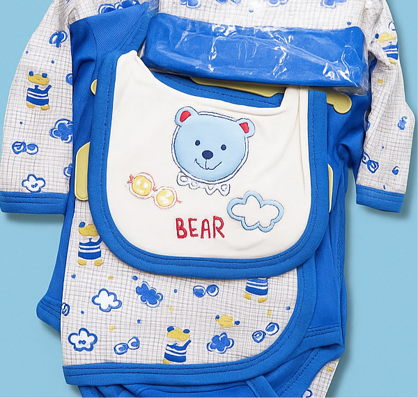 Newborn Baby Starter Set – 5 Piece Blue White Bear | Imported Baby Clothes in Pakistan - Image 2
