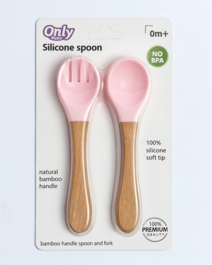 Bamboo Silicon Spoon and Fork Set | BPA Free |