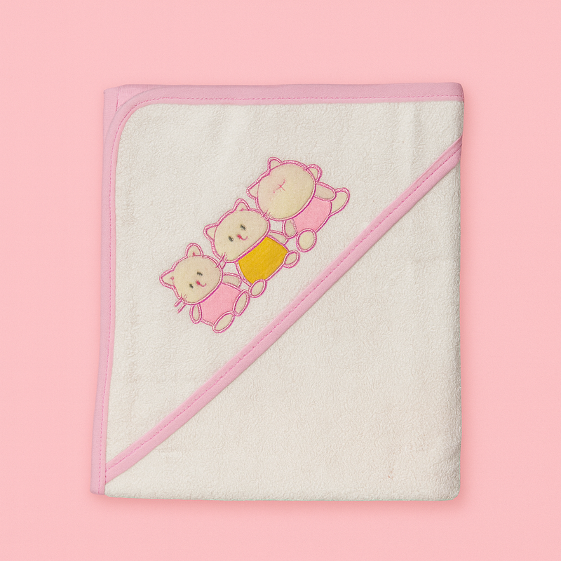 Baby Towel with Hood - Pink Border | Imported