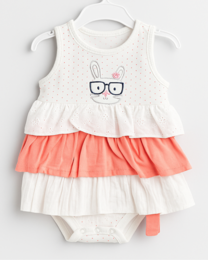 Baby Frock Style Orange Body Suit | Imported