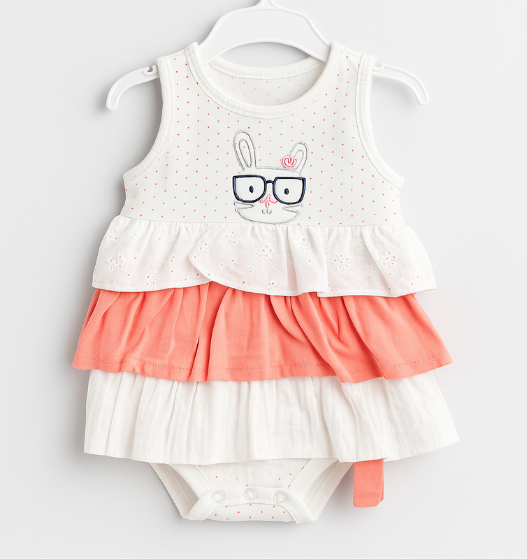 Baby Frock Style Orange Body Suit | Imported