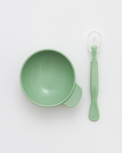 Baby Food Bowl and Spoon Green | BPA Free |