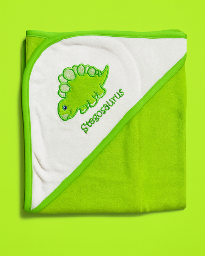Hooded Bath Towel for Baby | New Born Baby Towel |Green Stegosaurus | Imported