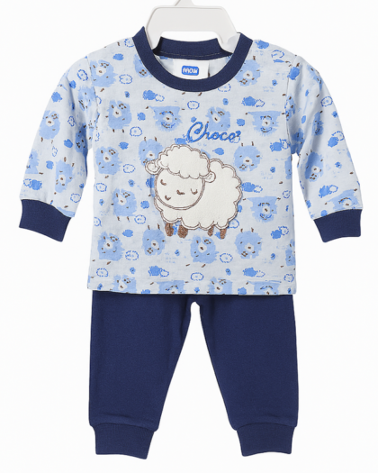 Full Sleeves Pajama Set for Baby Boy - Girl | Cotton | Blue | Sheep Design