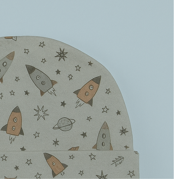 Infant Baby Cap Blue and Grey Rockets | Imported - Image 2