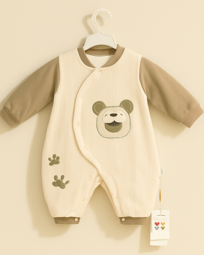 Baby Romper for Winter | Beig | Quilted Romper | Imported