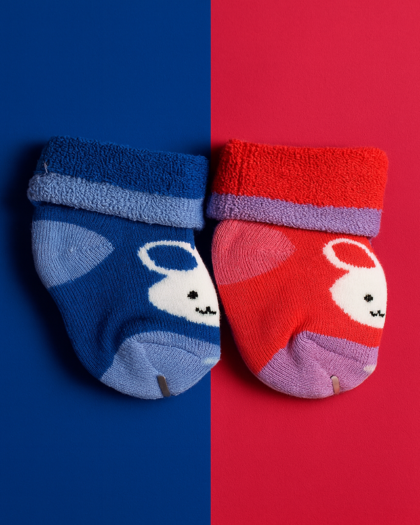 Set of 2 Baby Socks | Standard Size 0-1 Year | Blue | Red | Imported