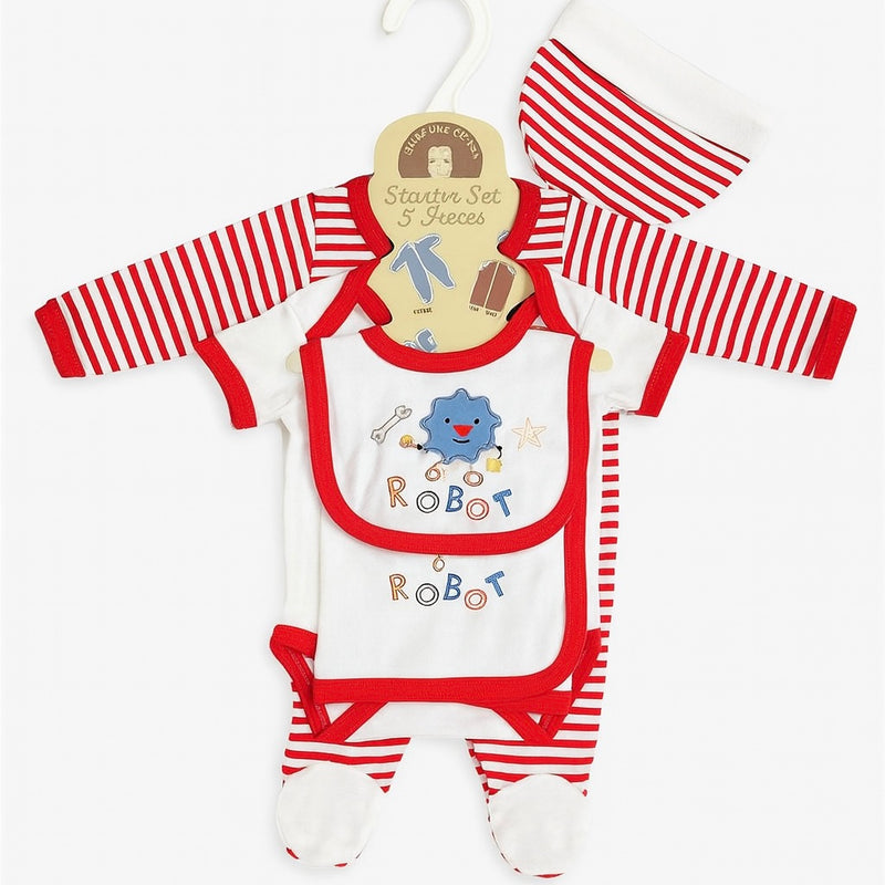 Starter Set for Baby– 5 Piece Red White | Baby Girl and Boy| Gift Set for Baby - Image 2