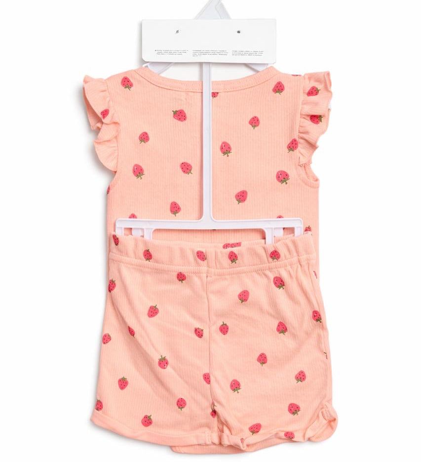 3 piece Peach Color Baby Suit | Romper | Shorts | Head Band - Image 3