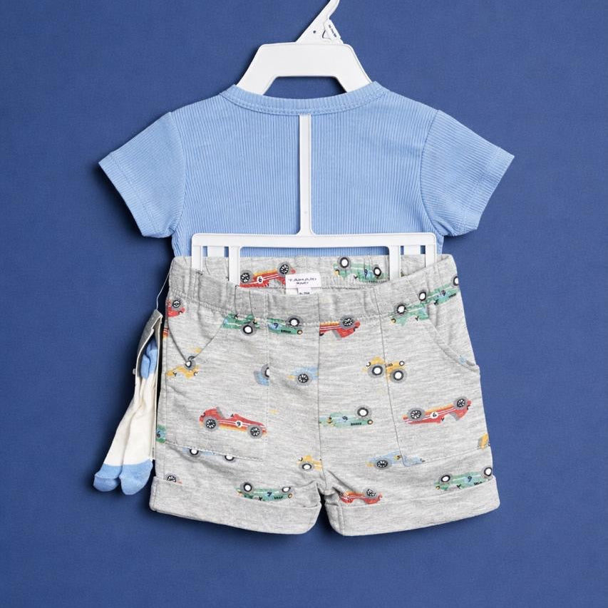 Baby 4 piece imported Suit for Baby Girl Boy | Blue Grey | New Born to 9 Months - Image 4