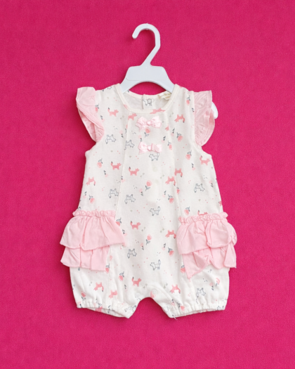 Pink White Half Romper For Baby Girl | Summer
