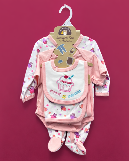 Baby Starter Set – 5 Piece Pink | Imported Baby Clothes in Pakistan