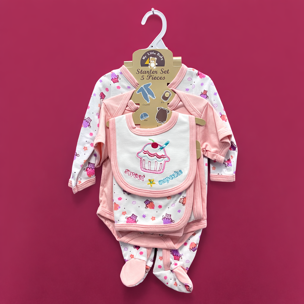 Baby Starter Set – 5 Piece Pink | Imported Baby Clothes in Pakistan