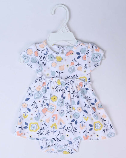 Printed Cotton Frock Romper Set For Baby Girl