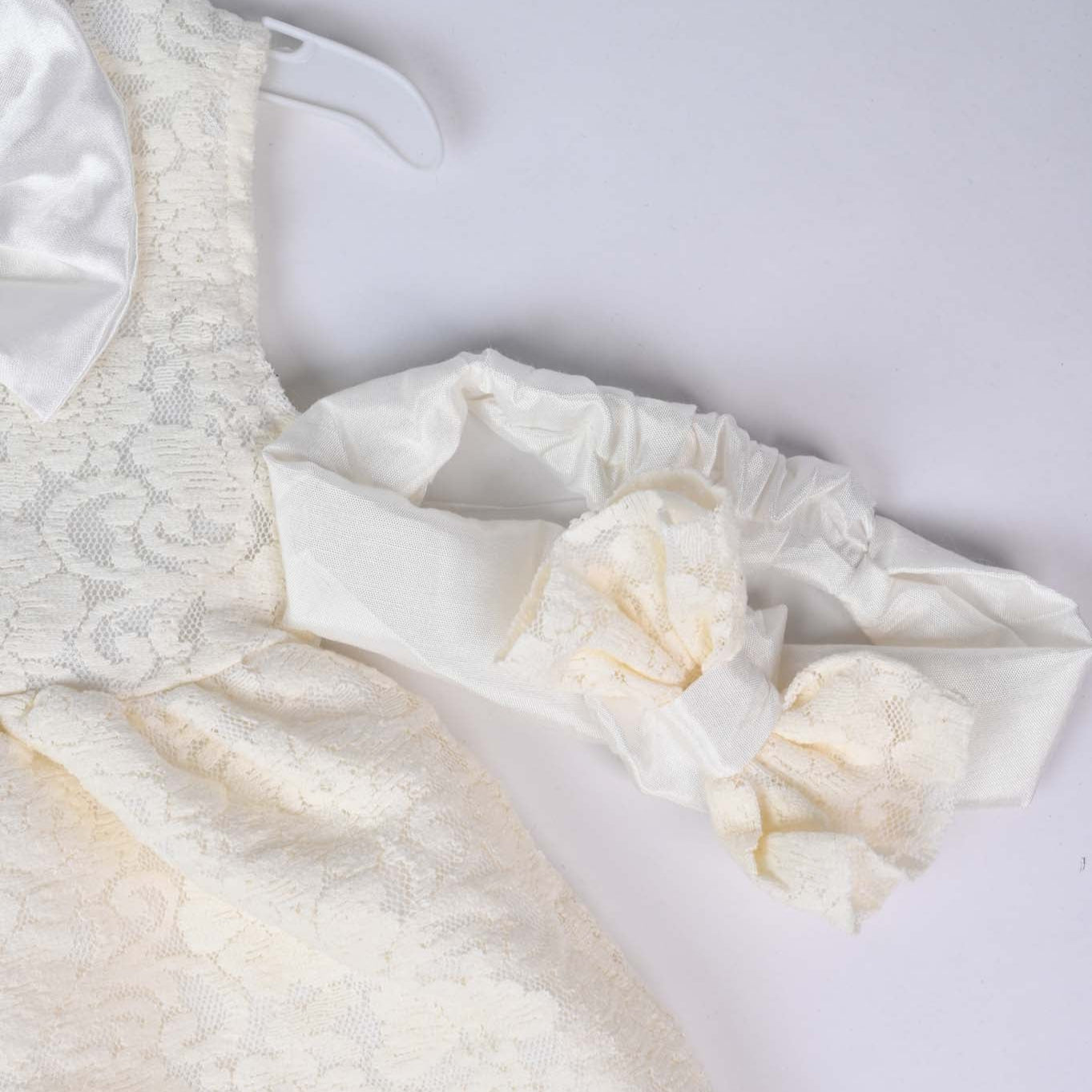 Infant Girls Fancy White Bow Frock - Image 3