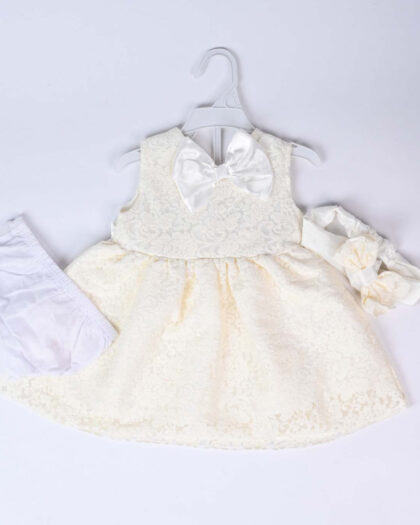 Infant Girls Fancy White Bow Frock