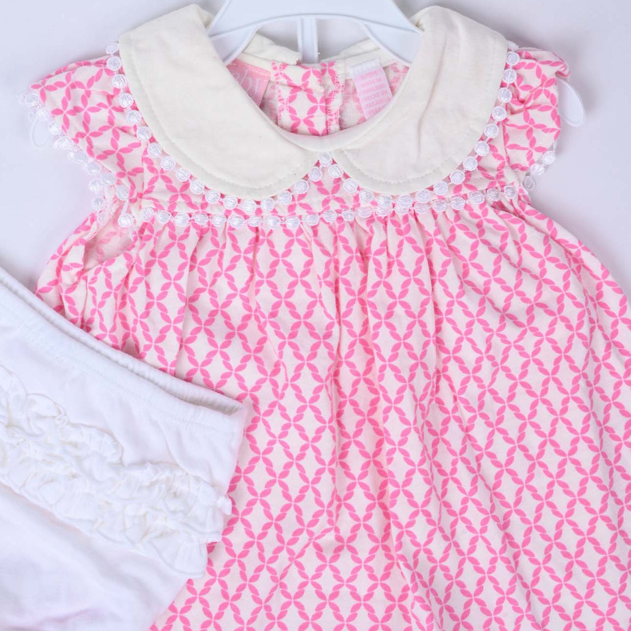 Pink Cotton Printed Frock set 2 Piece Set For Baby Girls - Image 2