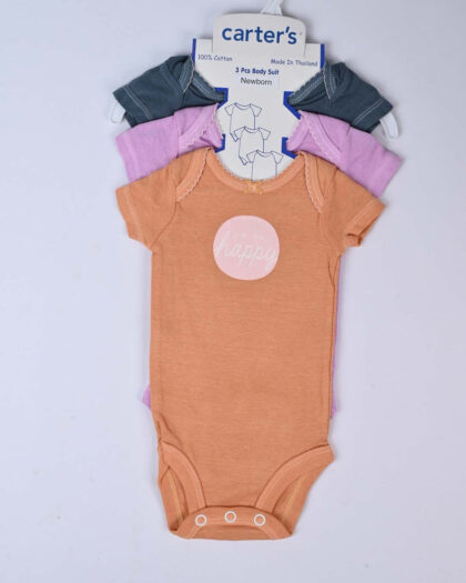 Solid Cotton Infant Girl Romper Set of 3 BD102