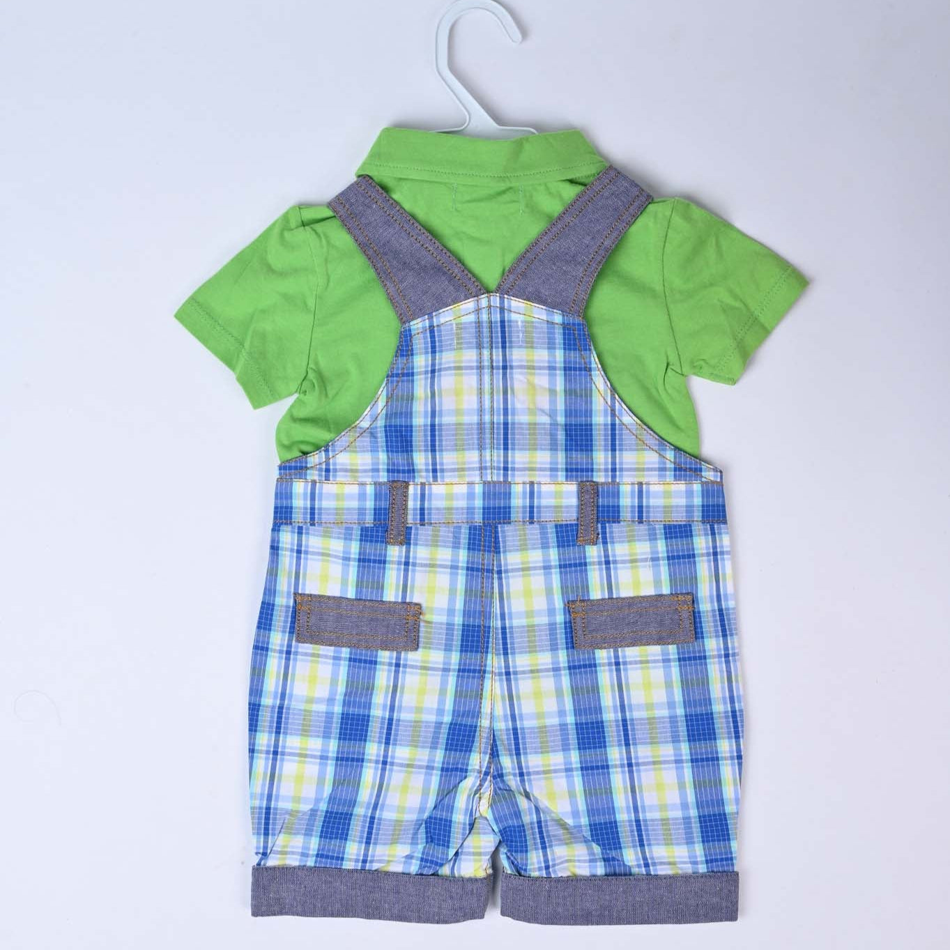 Checkered Baby Boy Dungree Style Suit - Image 2