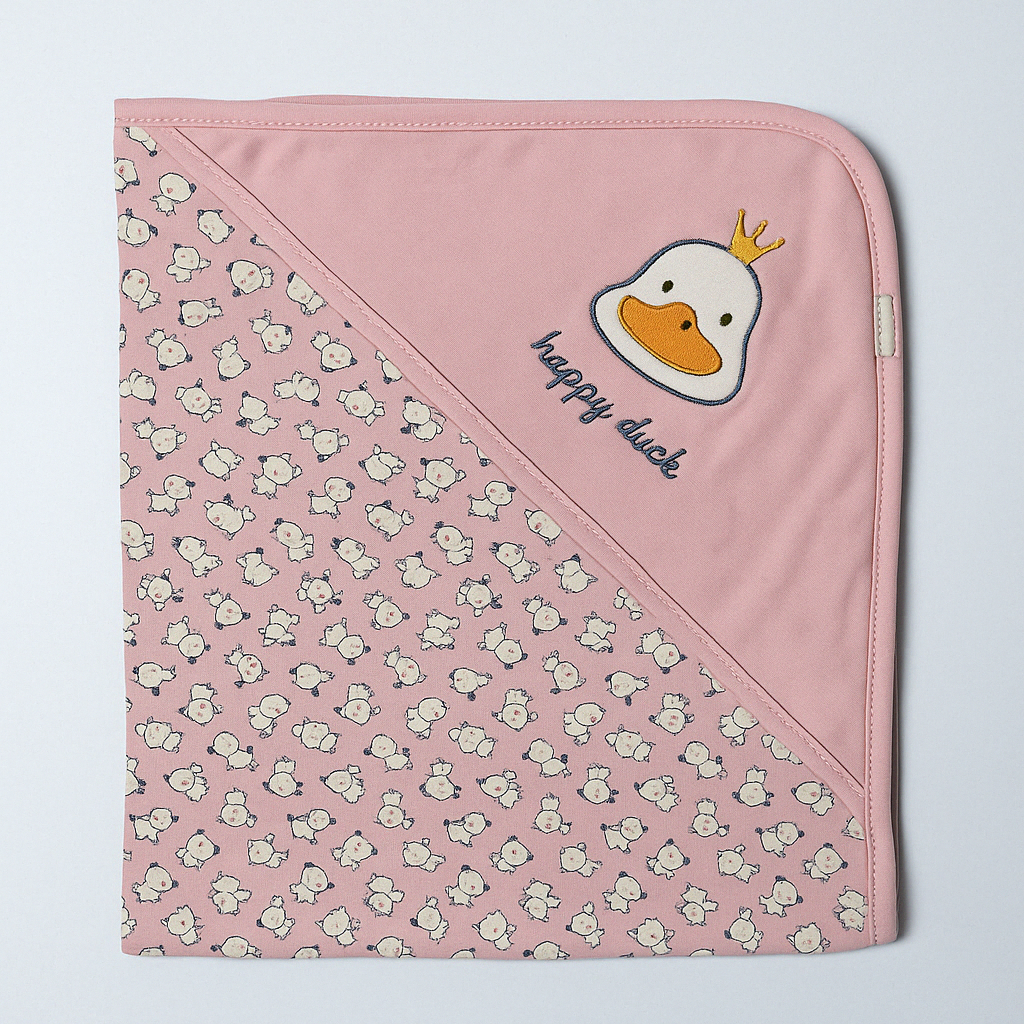 Baby Soft Wrapping Sheet Hooded Happy Duck - Image 2