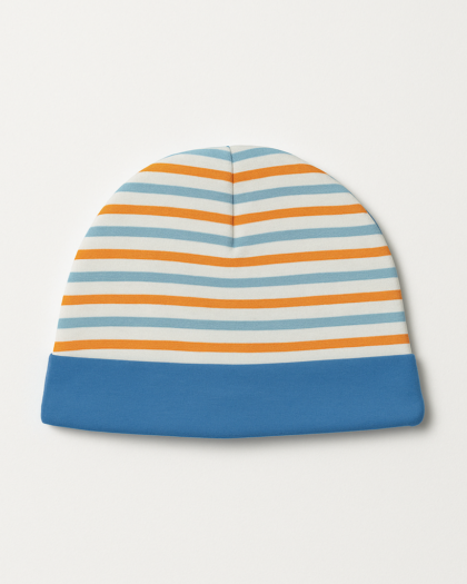 Infant Baby Cap Blue Orange Stripes