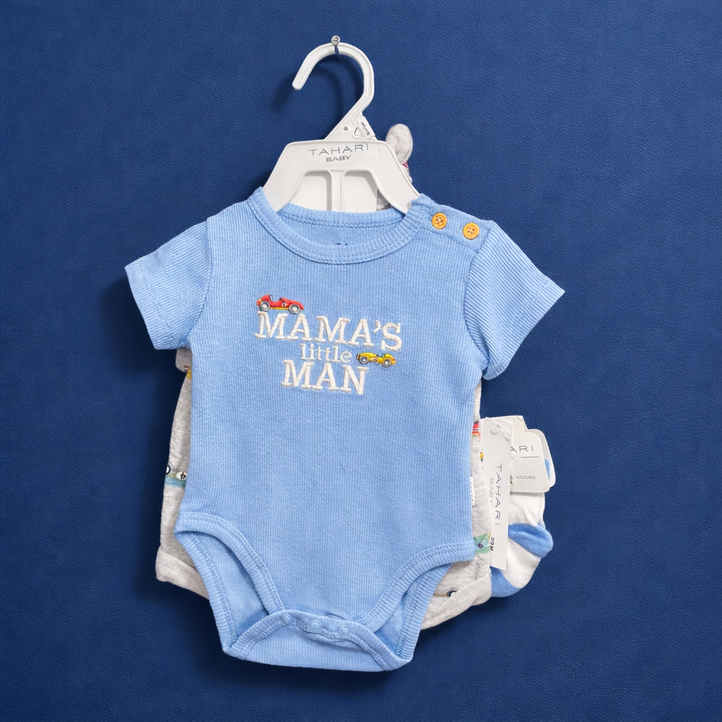 Baby 4 piece imported Suit for Baby Girl Boy | Blue Grey | New Born to 9 Months