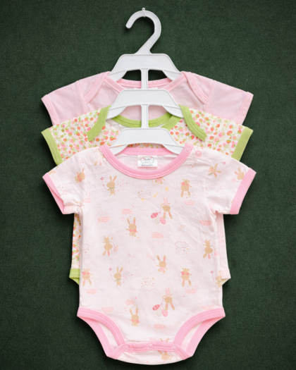 Newborn 3pc Romper set Pink |White|Green