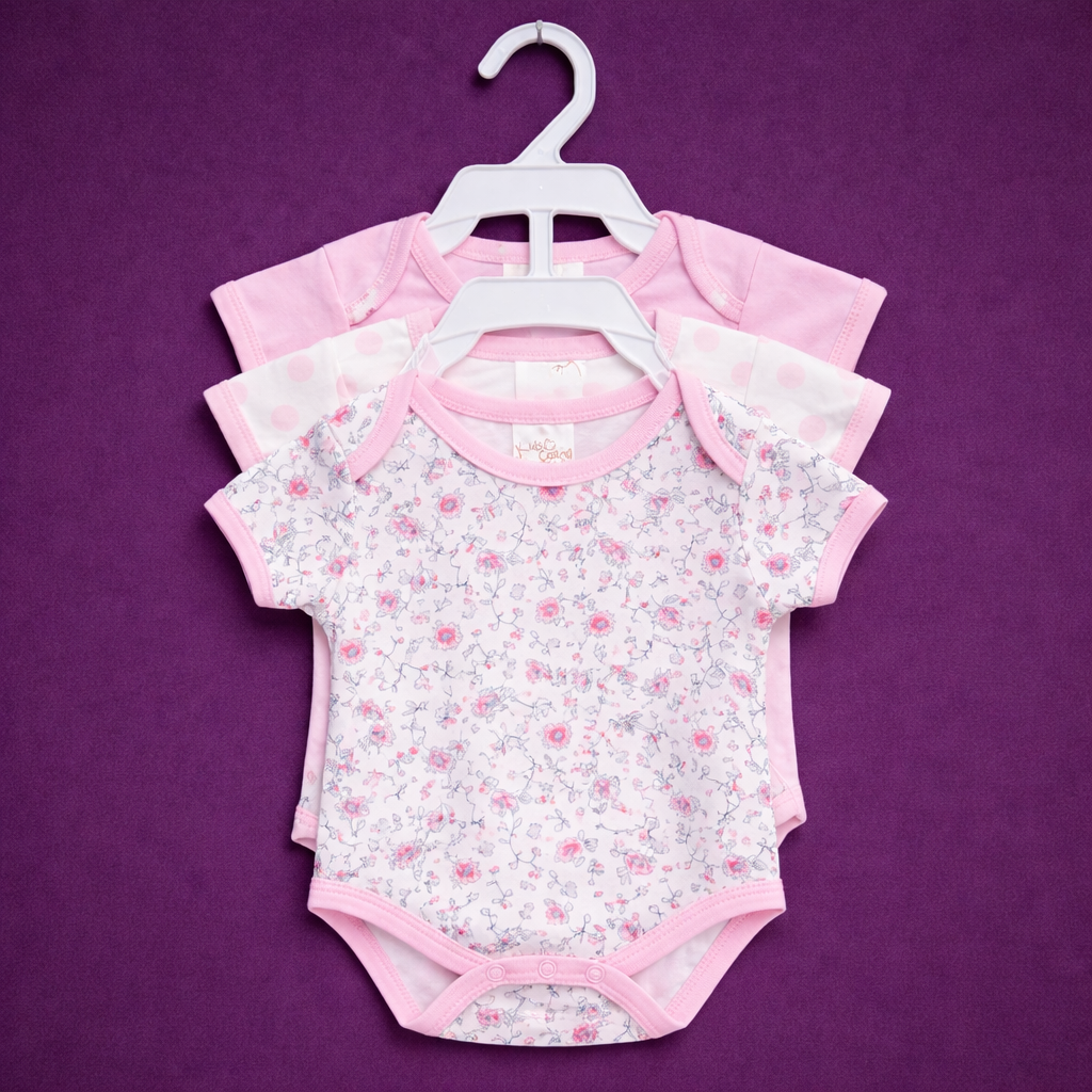 Newborn 3pc Romper set Pink |White