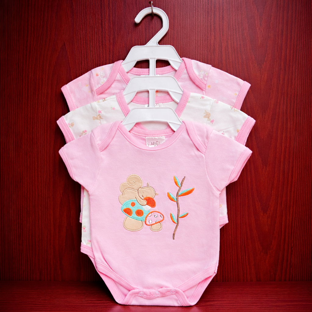 Newborn 3pc Romper set Pink |White - Image 2