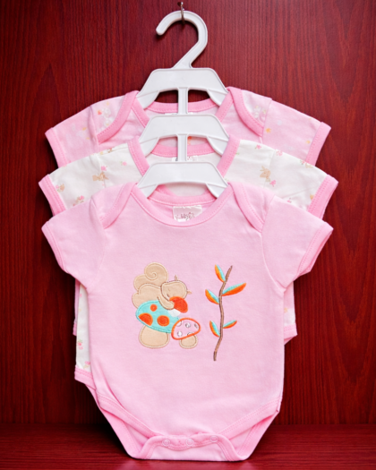 Newborn 3pc Romper set Pink |White