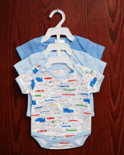 Newborn 3pc Romper set Blue|White