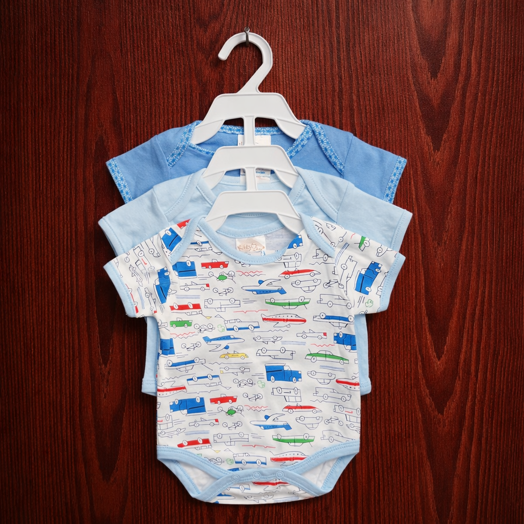 Newborn 3pc Romper set Blue|White