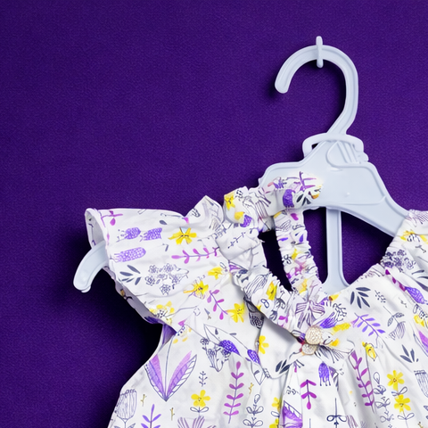 3 PC Floral Frock for Baby Girl | Head Band | Matching Shorts | Pink - Image 3