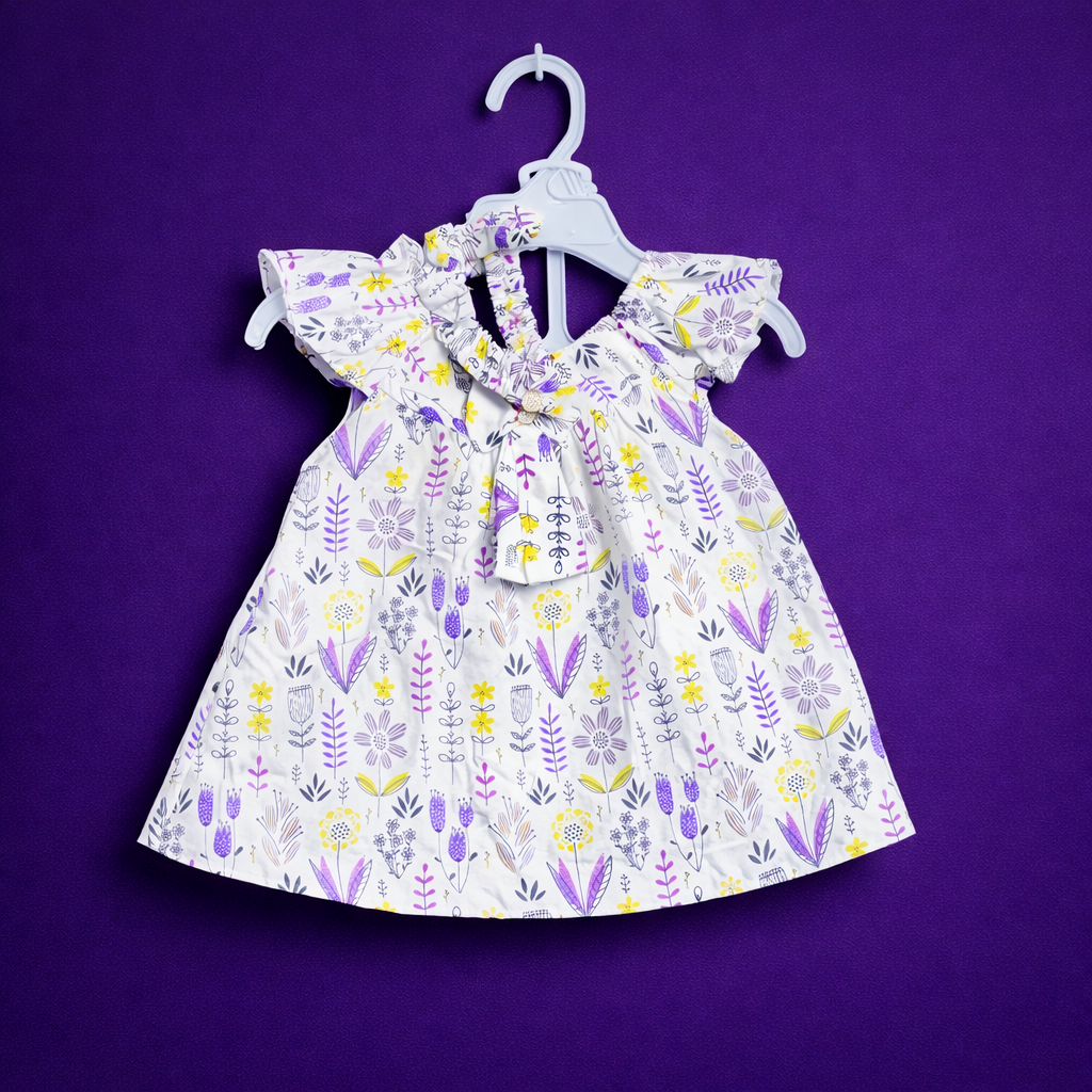 3 PC Floral Frock for Baby Girl | Head Band | Matching Shorts | Pink