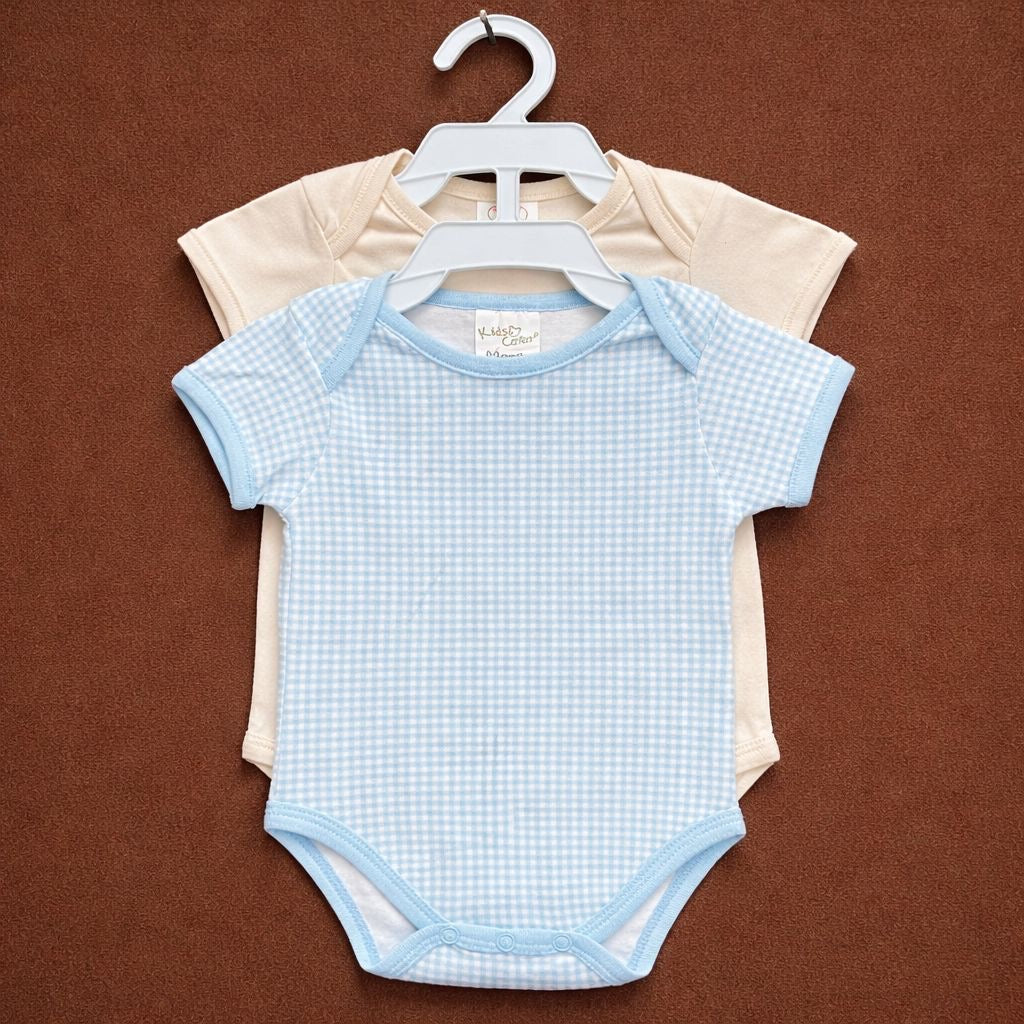Newborn 3pc Romper set Beige|Blue - Image 2