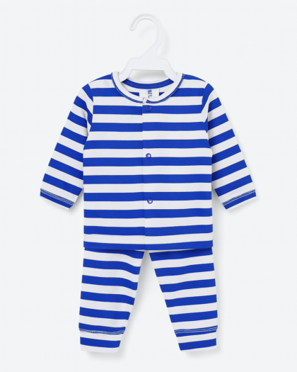Full Sleeves Pajama Set for Baby Boy - Girl | Cotton | Blue Stripes | Lounge Wear for Toddlers | Night Suit
