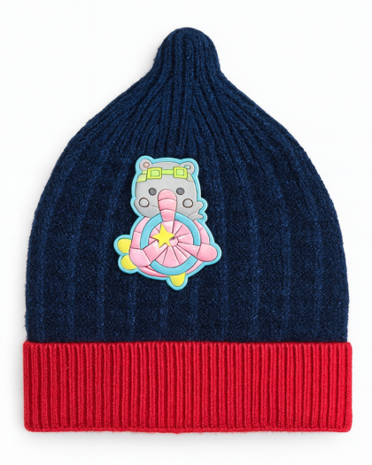 Winter Cap For Baby | Knitted Blue and Red Cap for infant