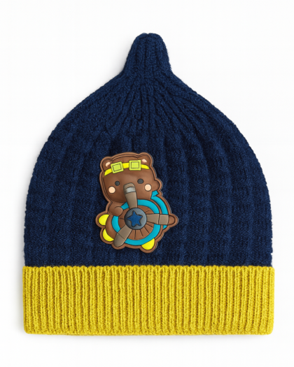 Winter Cap For Baby | Knitted Blue and Yellow Cap for infant
